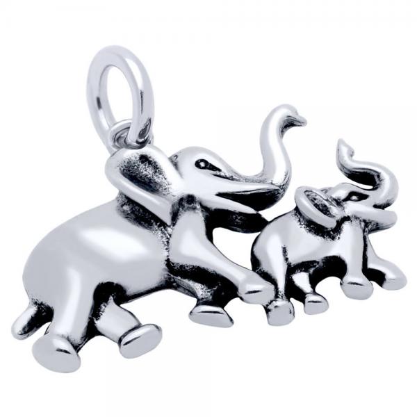 Pandantiv argint 925 cu elefant si pui de elefant [1]